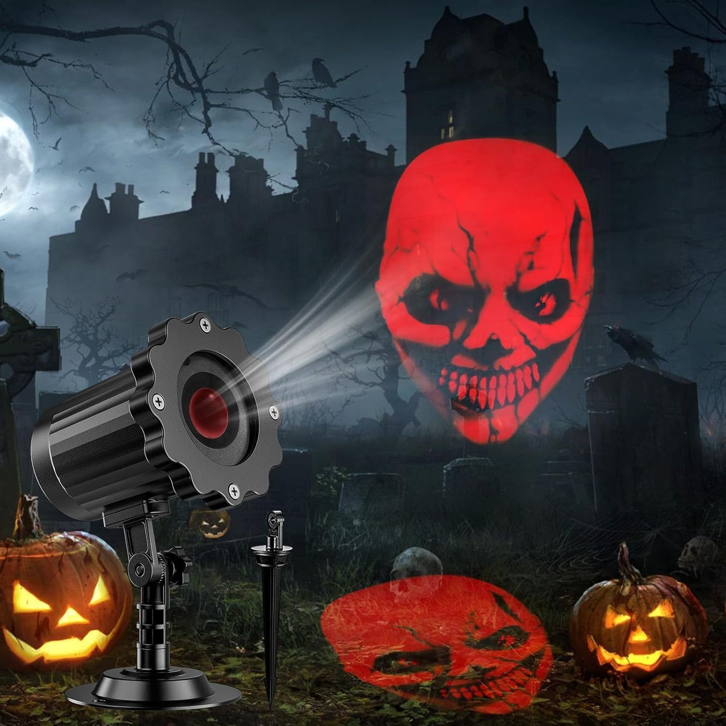 Halloween Decorations Outdoor Indoor - 3D Dynamic Red Halloween Projector Lights,Waterproof Holiday Light for Window,Ground