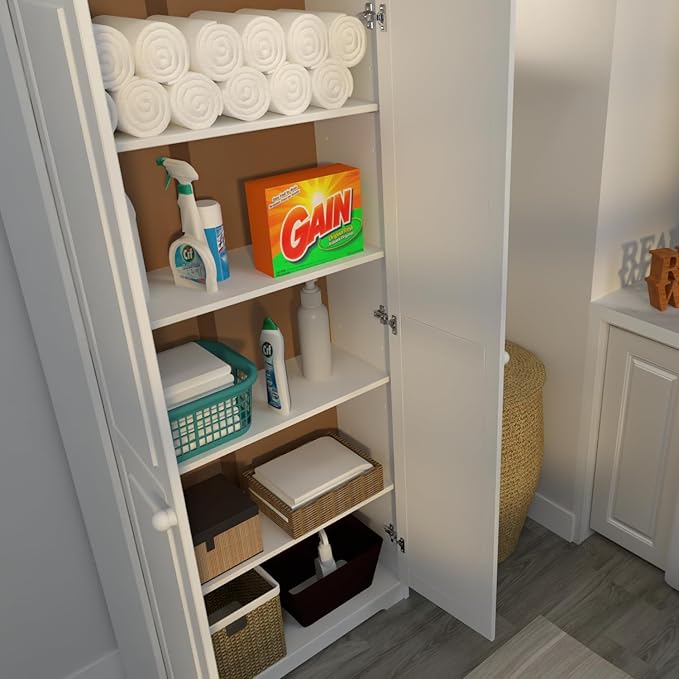 From the Tree Furniture Solid Pine Pantry Cabinet — 72" Tall White Kitchen