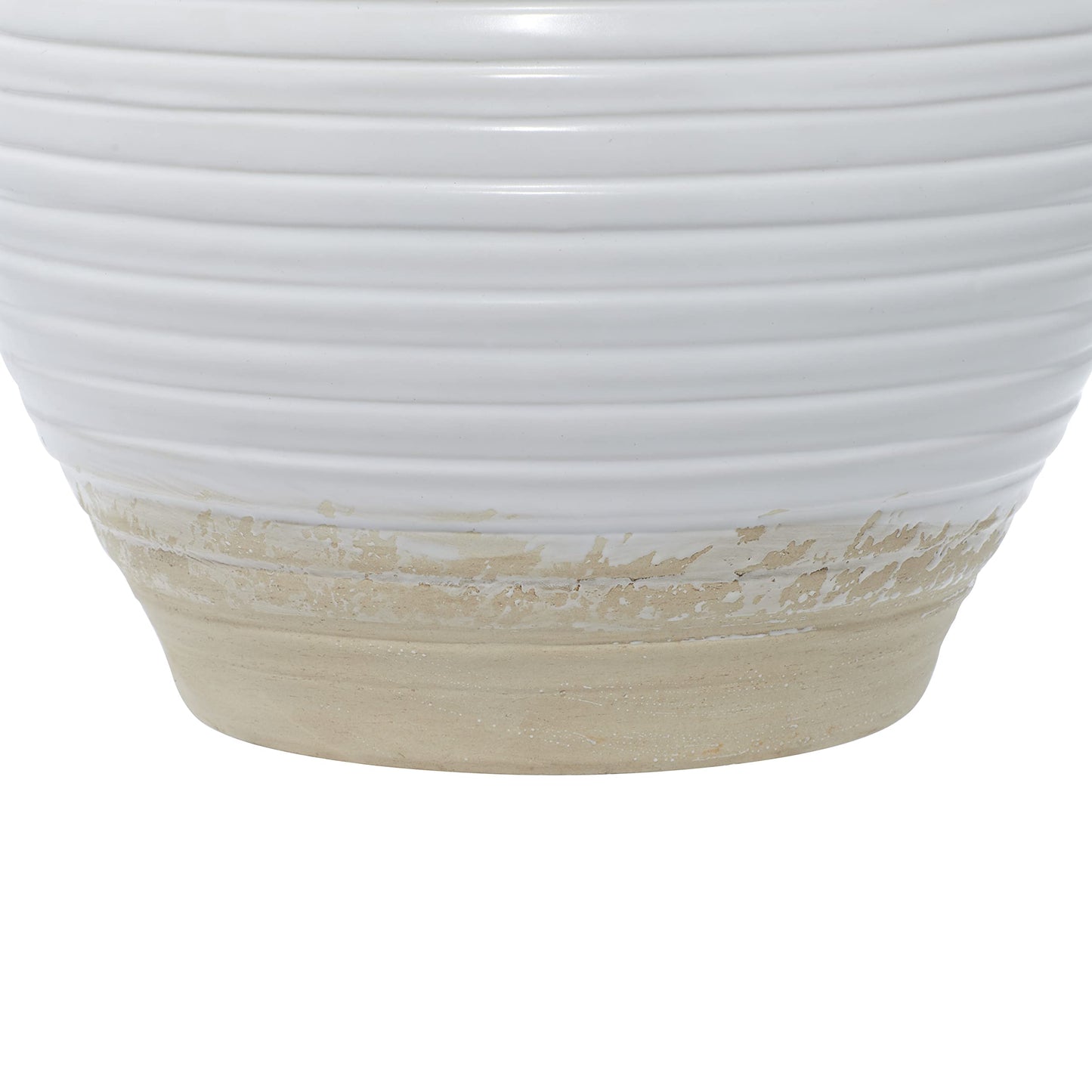 Deco 79 Ceramic Indoor/Outdoor Small Planter Pot with Handles, 9" x 8" x 10", White