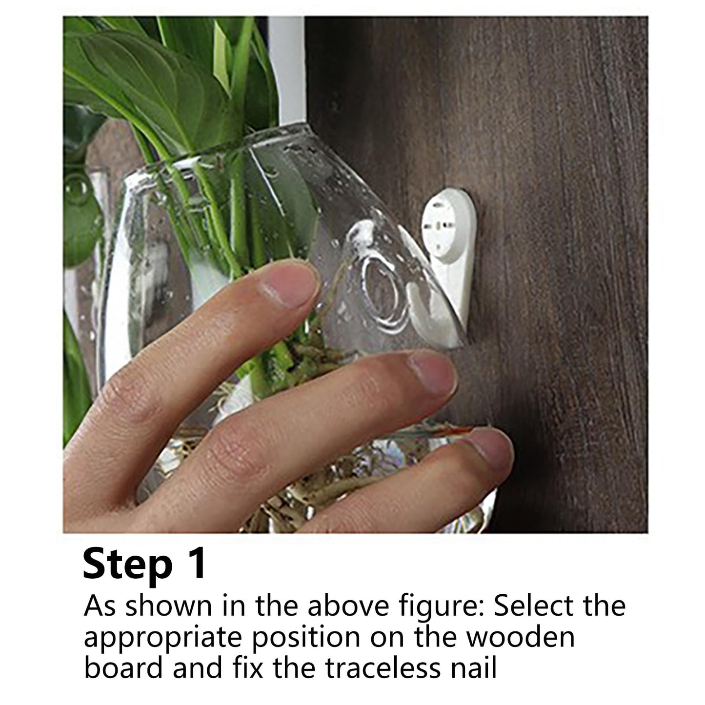 Marooma 2 Pcs Wall Hanging Glass Vases, Solid Wood Wall Mounted Glass Vase, Clear Terrarium Display Vase for Hydroponic Flowers Plants, Home Office Garden Decor (A)