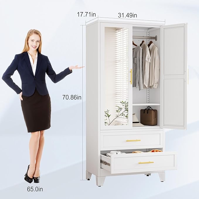 erosoei Metal Armoire Wardrobe Closet, 71 "Metal Clothing Storage Cabinet