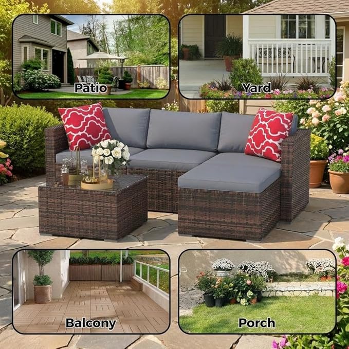 5 PCS Outdoor Sectional Sofa Set, Outdoor Patio Set Sectional Sofa, All-Weather