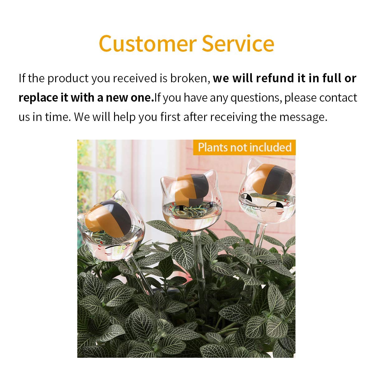 KiKiHeim Automatic Plant Waterer Globes Self Watering Planter Insert Devices System, Hand Blown Clear Glass Water Bulbs for Indoor&Outdoor, 6.4oz/190ml Capacity, 3 Cats
