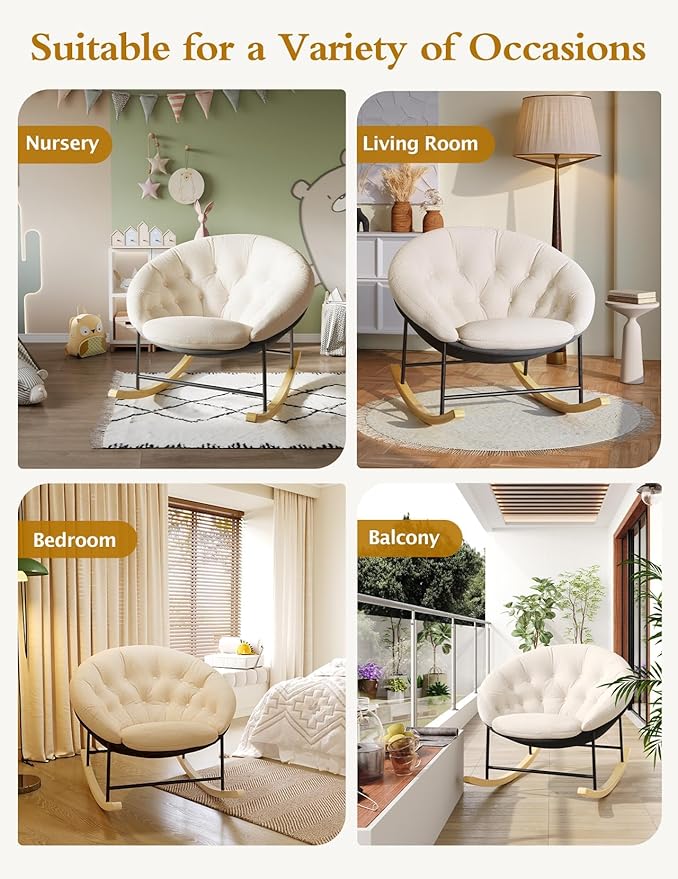Kidirect Wide Rocking Chair Nursery, Comfy Saucer Nursery Rocking Chairs