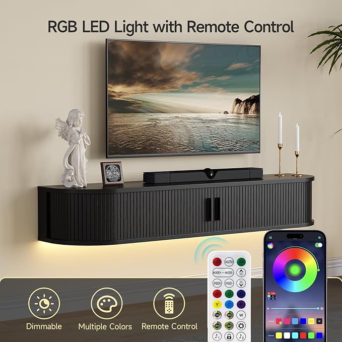 55" Floating TV Stand with Power Outlet
