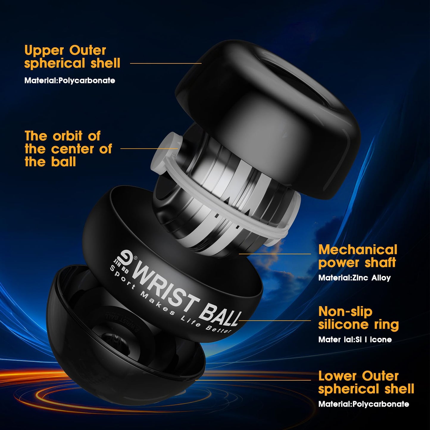 Wrist Trainer Ball Auto-Start Gyroscopic Forearm Exerciser Gyro Ball for Strengthen Arms, Fingers, Bones and Muscles