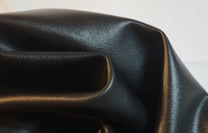 Black 0.9 mm Soft Faux Vegan PU Leather by The Yard Synthetic Pleather 0.9 mm