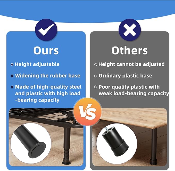 Adjustable 8-12 inch Bed Legs Metal Replacement Heavy Duty Leg M8 M10 Thread