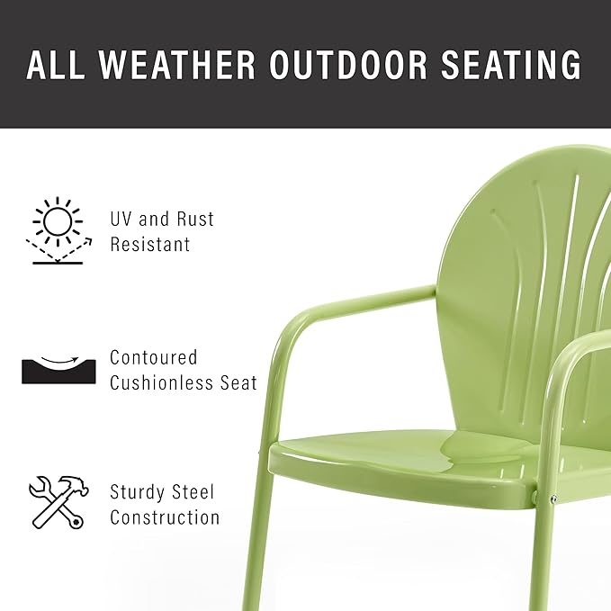 Crosley Furniture Griffith Outdoor Chair, Retro Metal Patio Chairs