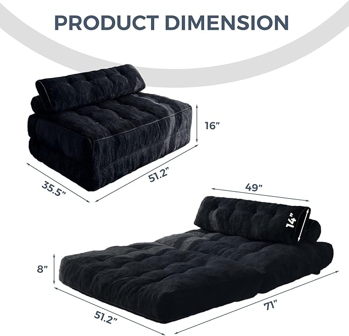 MAXYOYO Folding Sofa Bed, Convertible Sleeper Chair