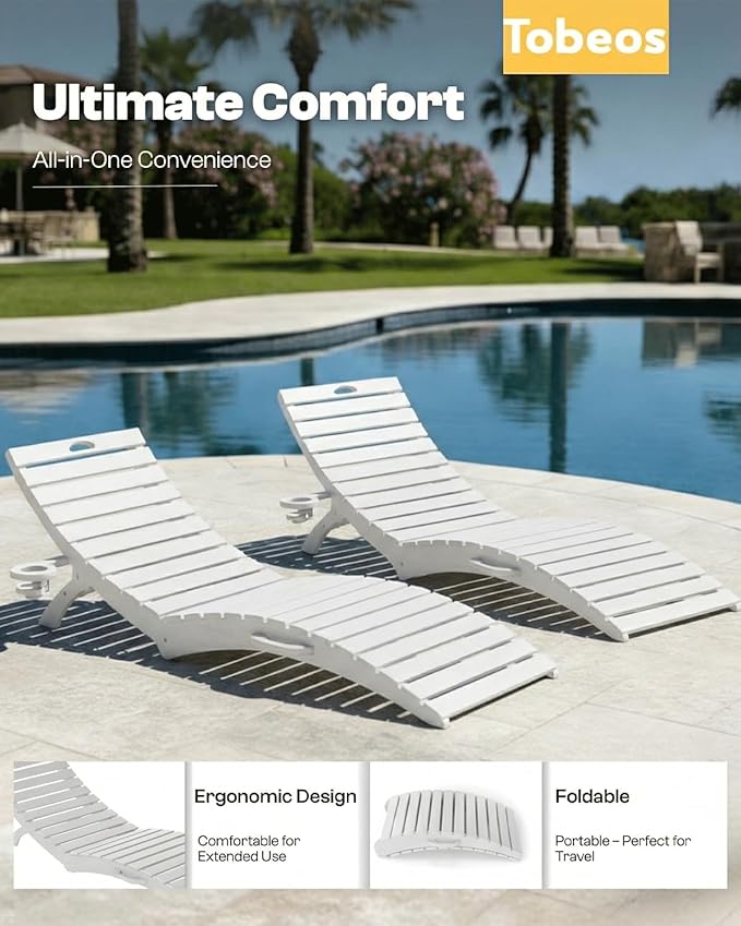 Folding HDPE Outdoor Chaise Lounge
