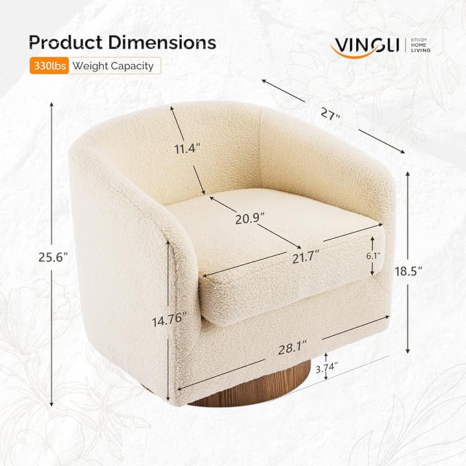 VINGLI 360°Swivel Accent Chairs Set of 2