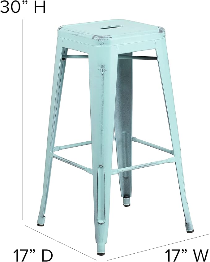 Flash Furniture Kai Commercial Grade 4 Pack 30" High Backless Distressed