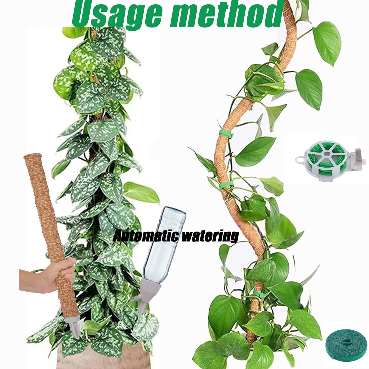 3-Pack Tall Moss Poles (50 Inch) - Coco Coir Plant Support Sticks for Potted Plants (Monstera, Pothos, Philodendron)