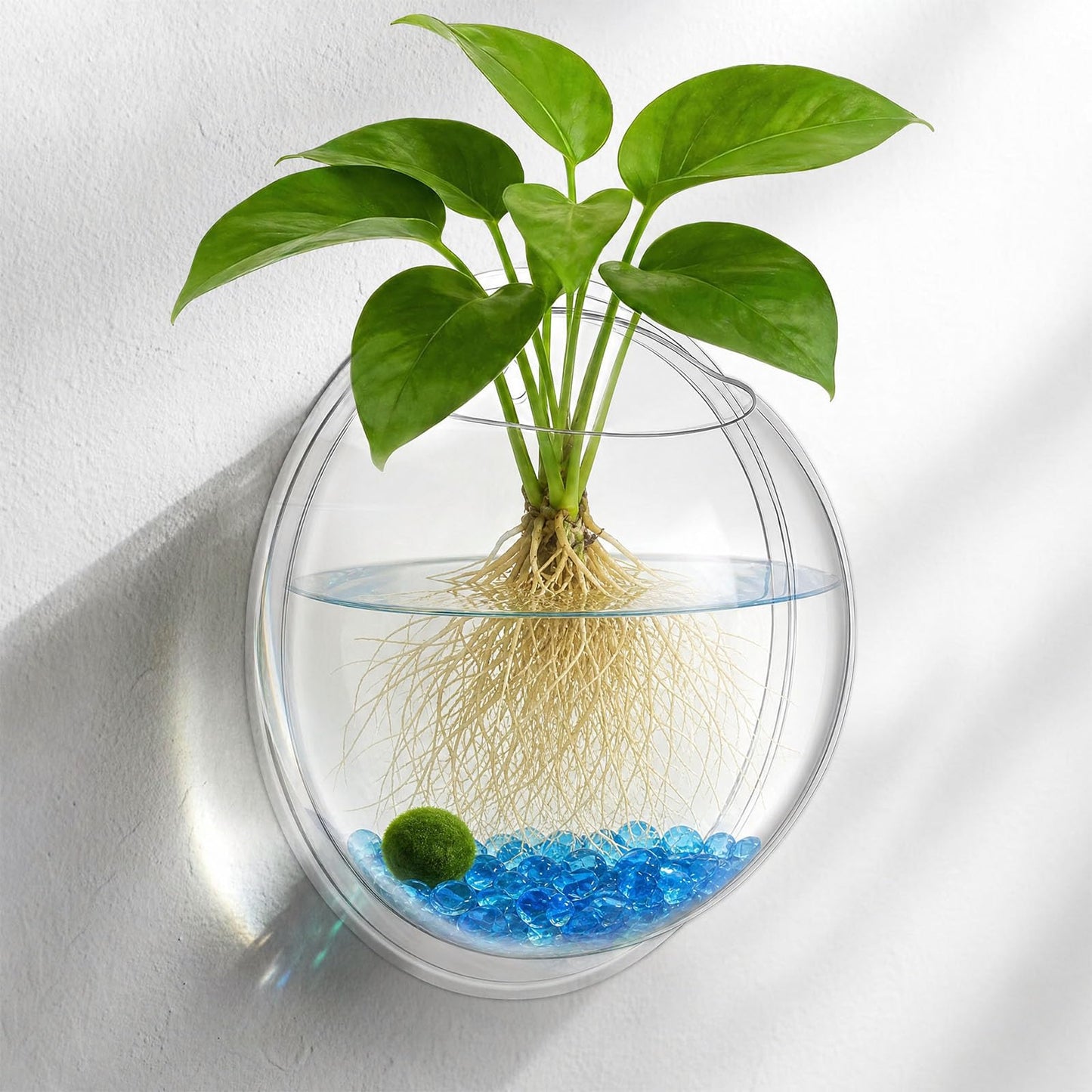 iplusmile Wall Mounted Planter 6.7 Inch, Clear Acrylic Hanging Bubble Vase for Plant Propagation Air Plants, Shatterproof Round Terrarium Bowl for Home Office Decor