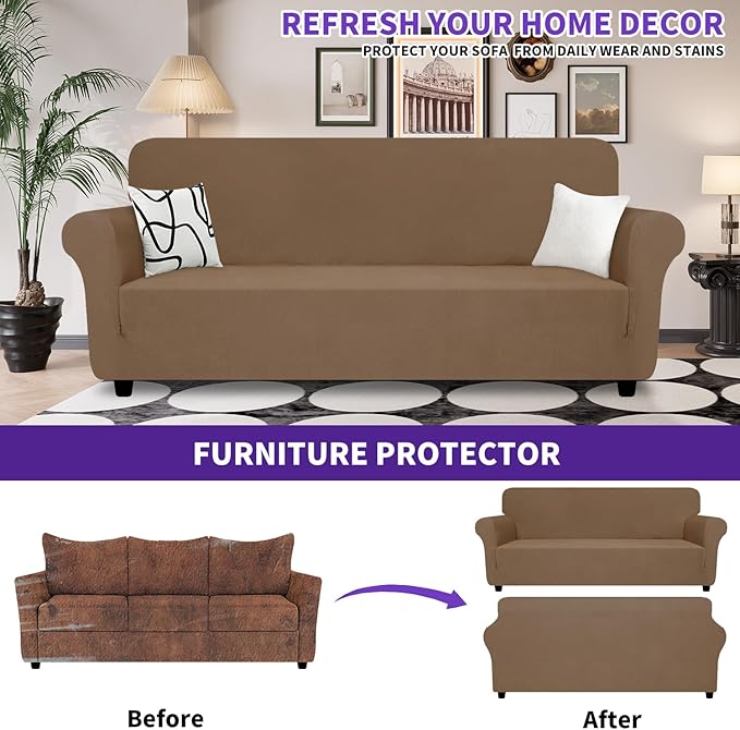 ZNSAYOTX Oversized Super Stretch Couch Cover, New Striped Sofa Covers