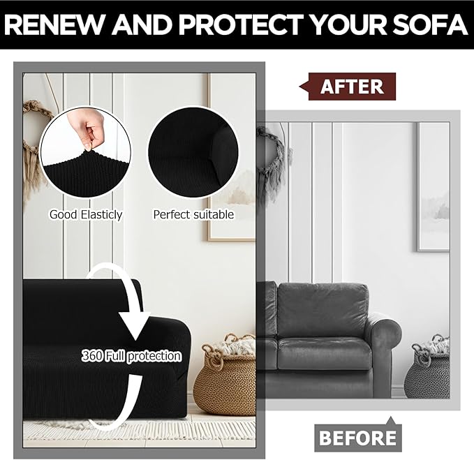 Peryiter 2 Pcs Sofa Covers Couch and Loveseat Covers Set Stretch Sofa Slipcover
