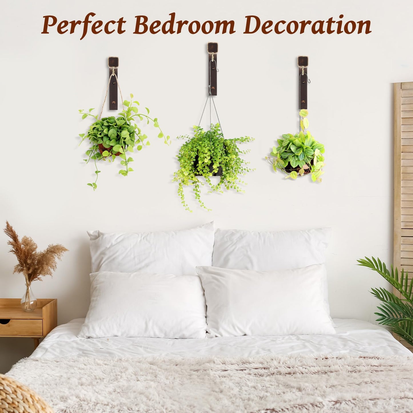 Geelin 4 Pack Wooden Plant Hanger for Wall Mounted Plant Hooks Outdoor Indoor Hanging 6 Inch Farmhouse Hanging Basket Hooks for Garden Home Wall Decoration, L x H x T: 6 x 5 x 0.8inch(Walnut)