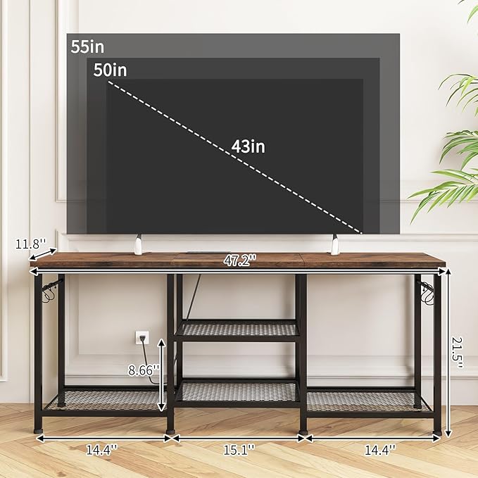 YGEOMER Entertainment Center for TVs Up to 55 Inch, TV Stand