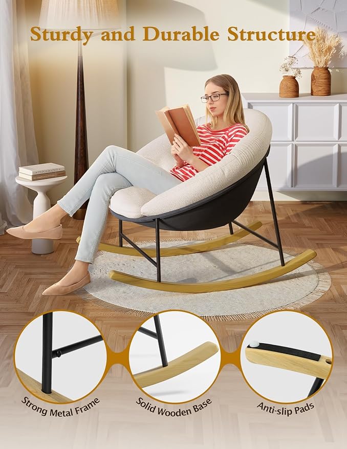 Kidirect Wide Rocking Chair Nursery, Comfy Saucer Nursery Rocking Chairs