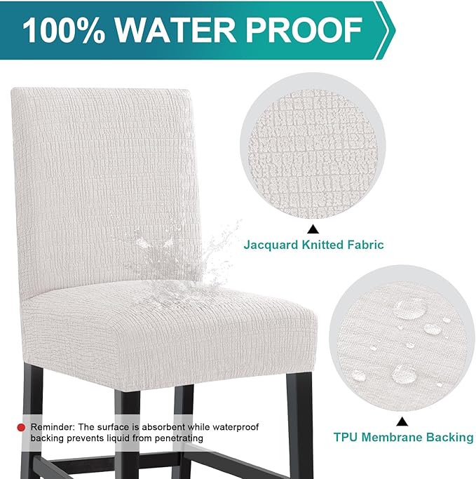 Turquoize 100% Waterproof Bar Stool Cover Stretch Washable Barstool Seat Covers