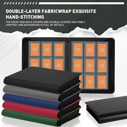 Toploader Binder,Trading Card Binder Storage Hold up 288 Cards 9-Pocket Top Loader Binder with Sleeves for 3"x4" Rigid Toploaders Hard Cases (9Carbon Fiber Black)