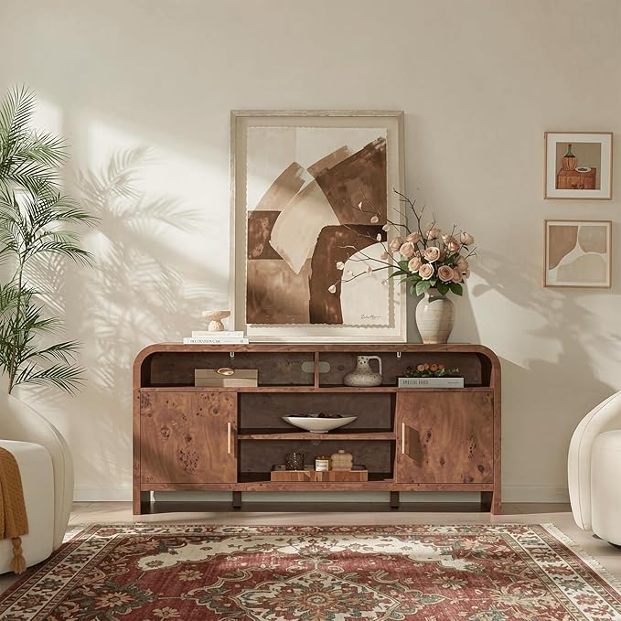 Entertainment Center for Living Room, Curved TV Stand
