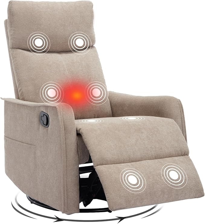 Trustyue Swivel Rocker Recliner Chair, 360° Swivel Recliner
