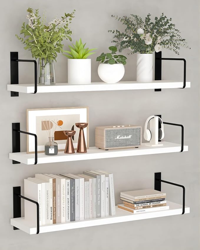 Floating Shelves, 24 Inches Easy to Install Wall Mounted Shelves, Rustic Wood