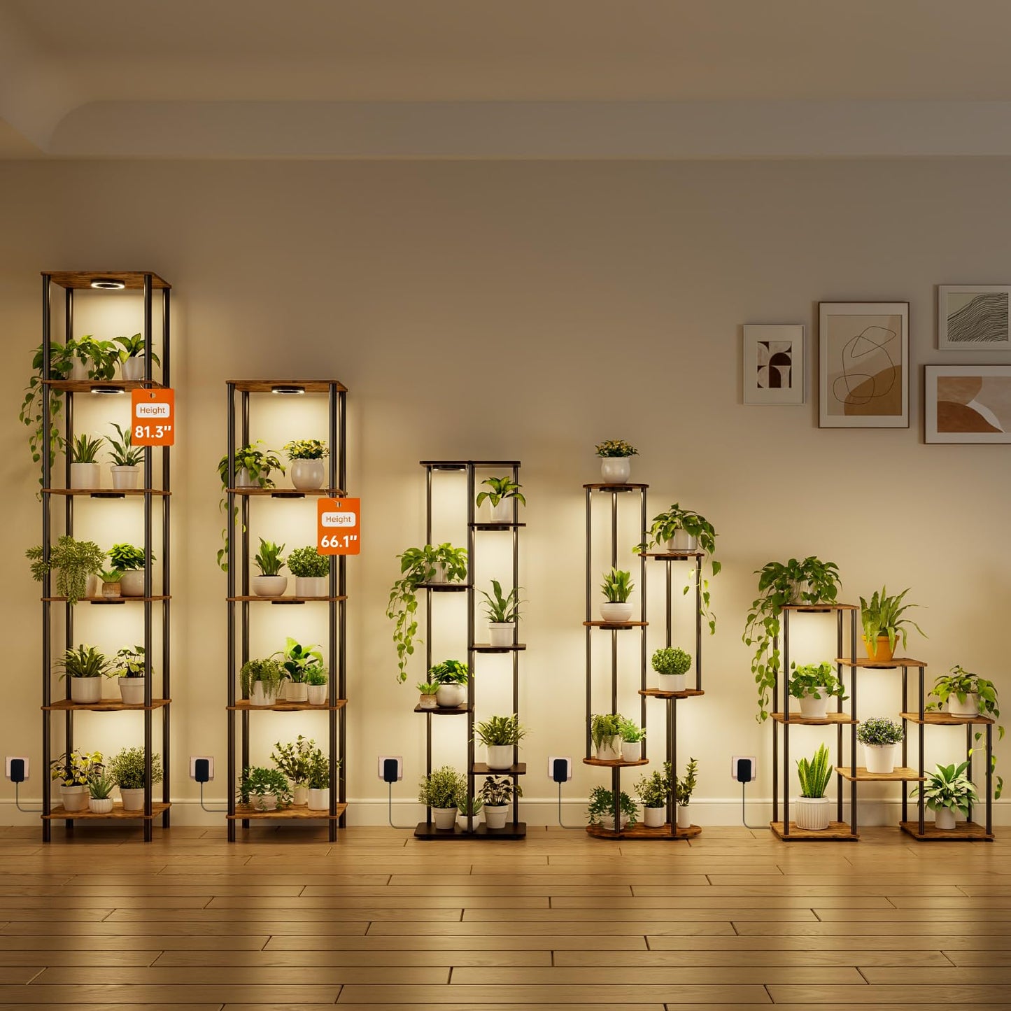 Bstrip Plant Stand Indoor with Grow Light, 66" Tall Indoor Plant Shelf, 5 Tier Flower Stand with Plant Light Full Spectrum, Metal Plant Holder with Light, lighted Plant Rack for Home, Corner, Patio