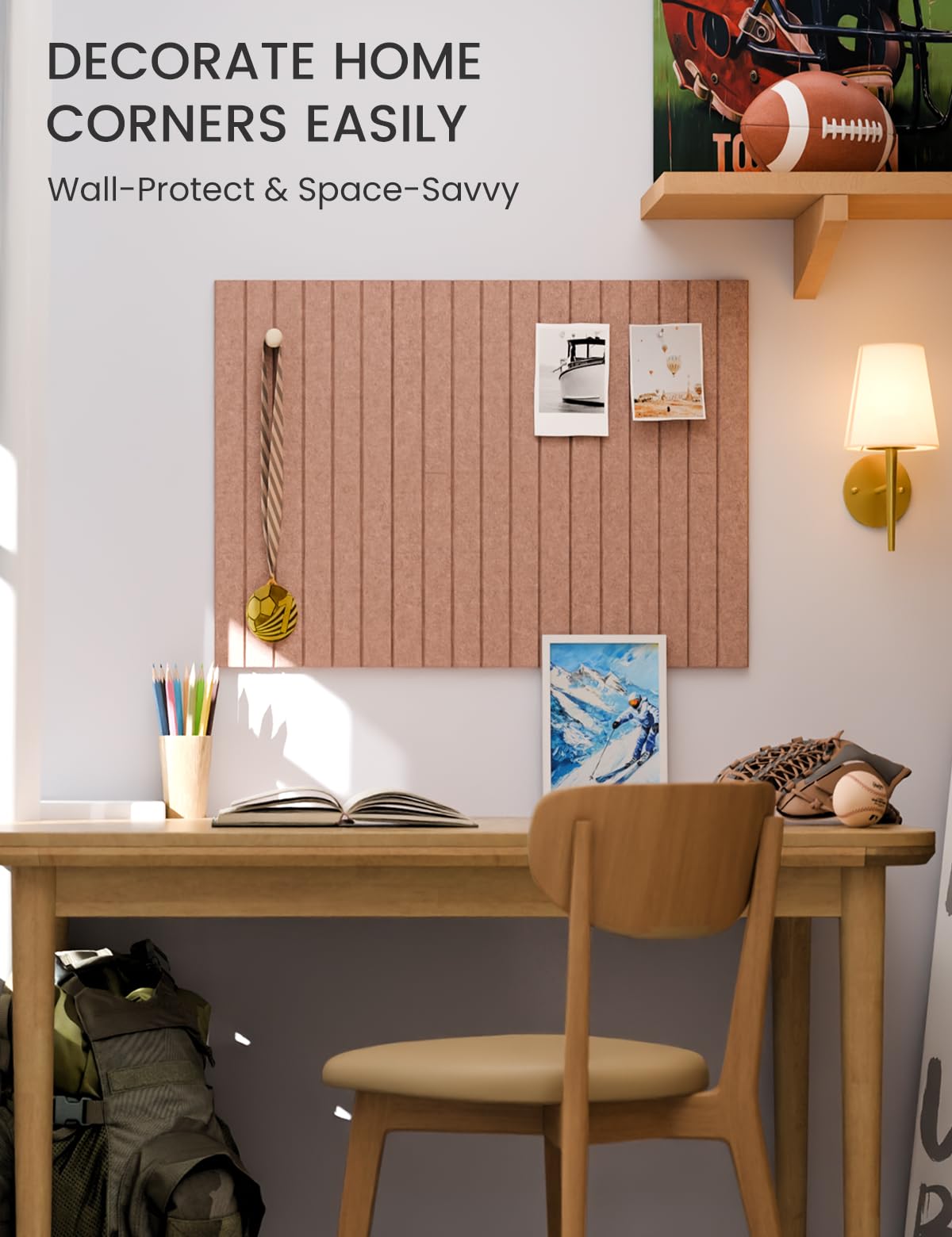 Felt Bulletin Board Tiles -28"x18" with 40 Adhesive Tabs, Cork Board Alternative for Office Decor, Push Pin Board Wall Organizer 6-Pack (Terracotta)
