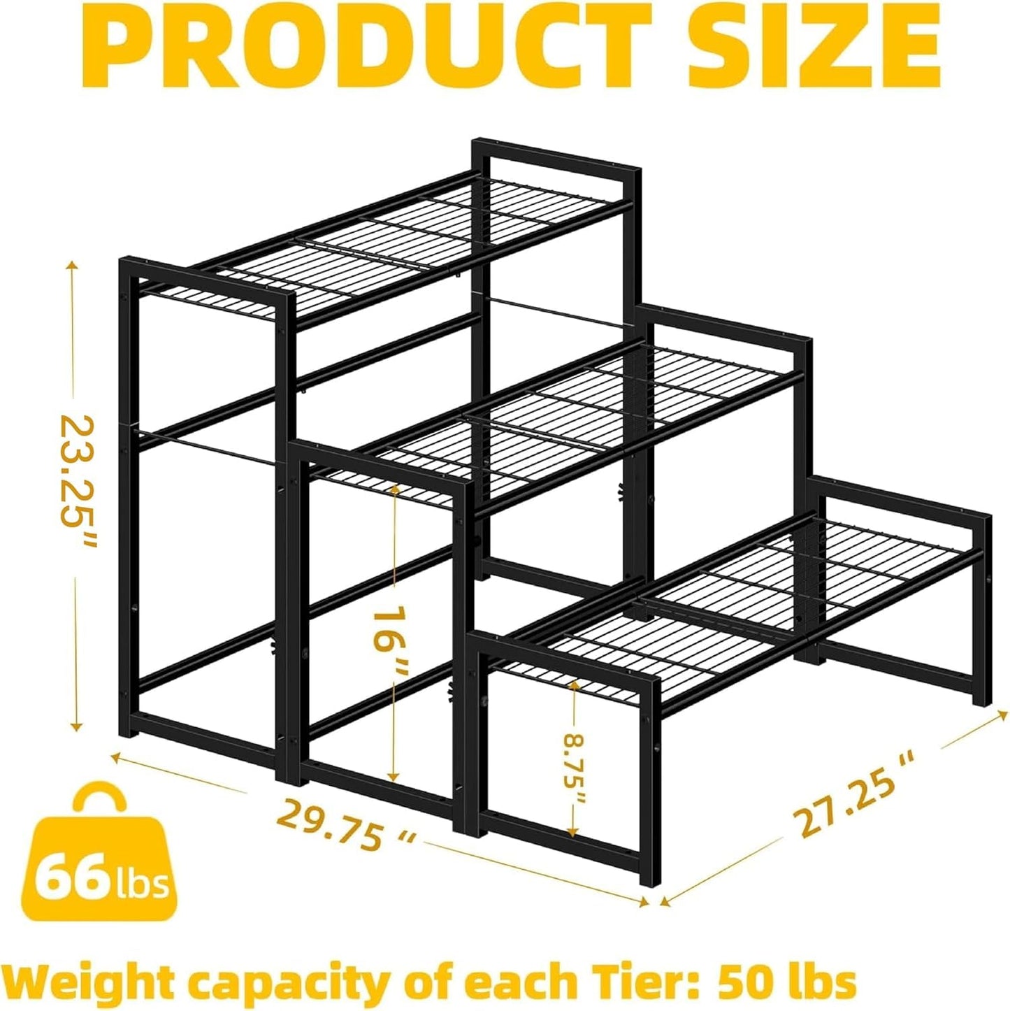 WJCGX Tier Metal Plant Stand Outdoor Indoor Waterproof, Stackable Heavy Duty Tall Plant Shelf Flower Pot Holder for Garden