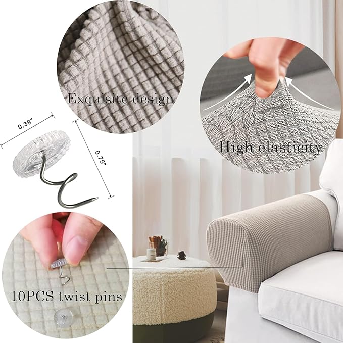 Sofa Arm Chair Covers, Couch Armrest Armchair Covers, Stretch Anti-Slip