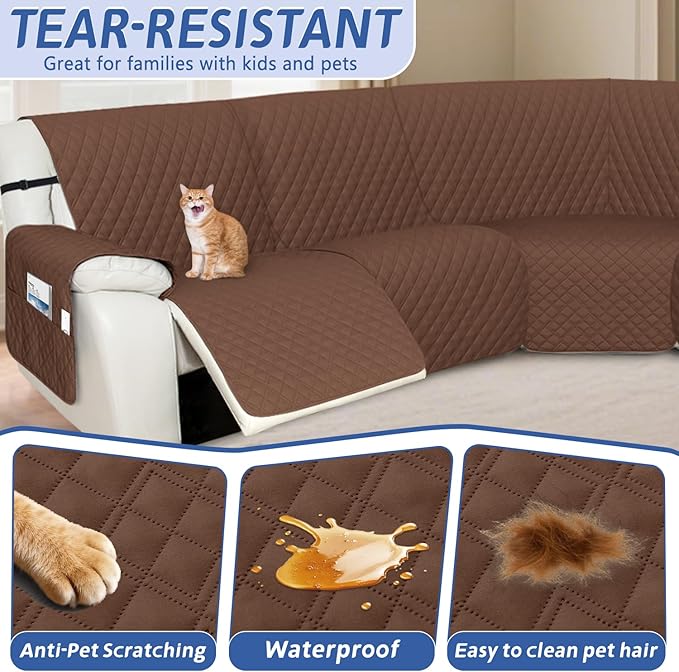Arfntevss Recliner Sectional Couch Covers 1OO% Waterproof L Shape Sofa Cover