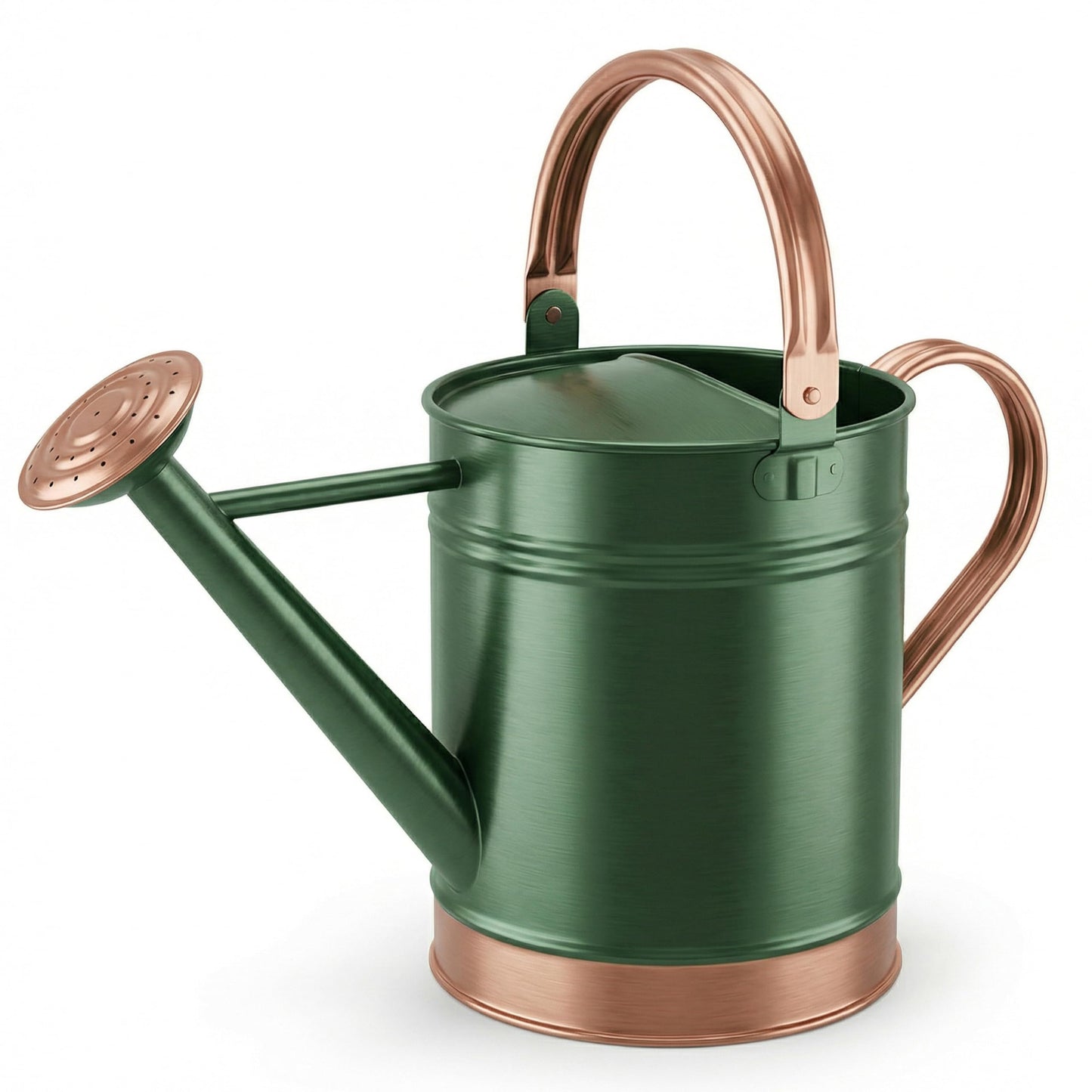Gardenised 1 Gallon Galvanized Metal Watering Can with Removable Long Spout & Sprinkler Head for Indoor & Outdoor Use Ideal for Garden Flowers Plants Houseplants Modern Home Accessories, Green/Copper