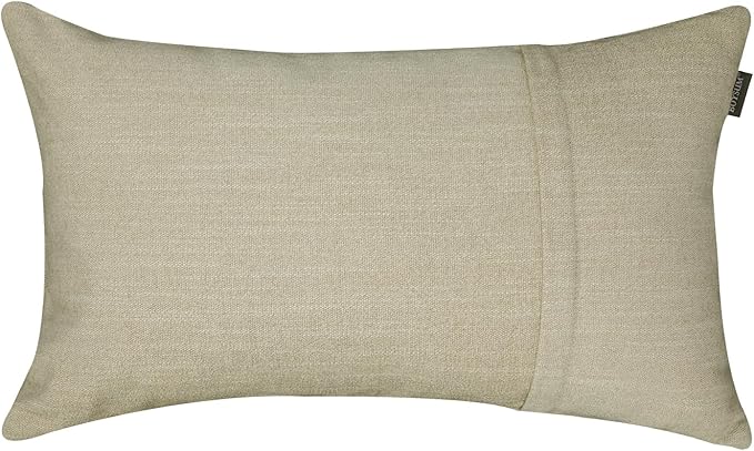 Set of 2 Leather Throw Pillow Covers Lumbar Cotton Linen Decor Patchwork Pillow