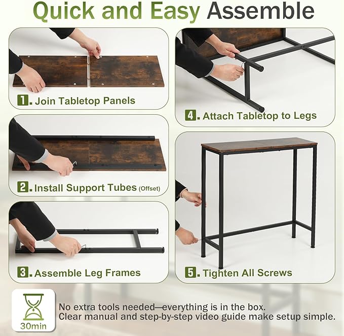 Sturdy Console Table with 98 lb Capacity, Stable Wobble-Free Design