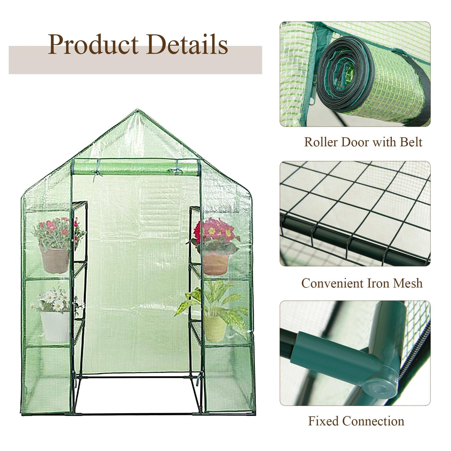 S AFSTAR Walk in Greenhouse, 56.5 x 29 x 77-Inch Green House with 2 Tier 8 Mesh Shelves & Zipper Roll-Up Door, Portable Greenhouse Mini Growing House, Greenhouses for Outdoors Garden Patio Backyard