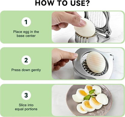 Egg Slicer with Zinc Alloy and Stainless Steel Wires, Hard Boiled Egg Cutter for Salads and Sandwiches