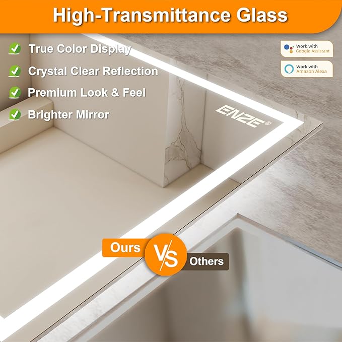 ENZE 20" x 28" Smart LED Bathroom Mirror
