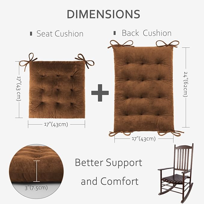 ELFJOY Rocking Chair Cushion Large Rocking Chair Pads