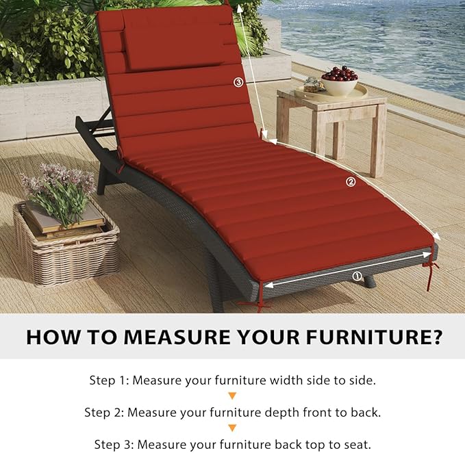 Sundale Outdoor Olefin Quilted Lounge Cushion Set of 2, Patio Foldable Chaise