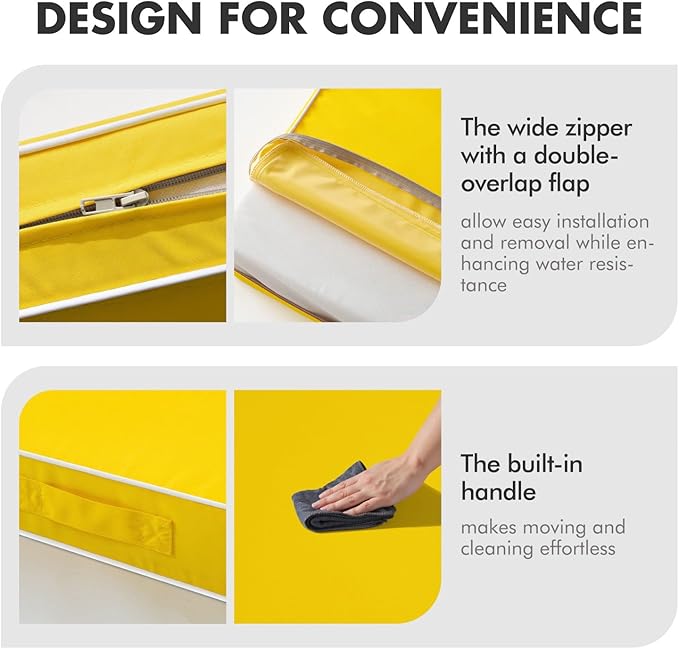 MIULEE Yellow Outdoor Seat Cushion 24x24 Inch Waterproof & 3 Year Fade