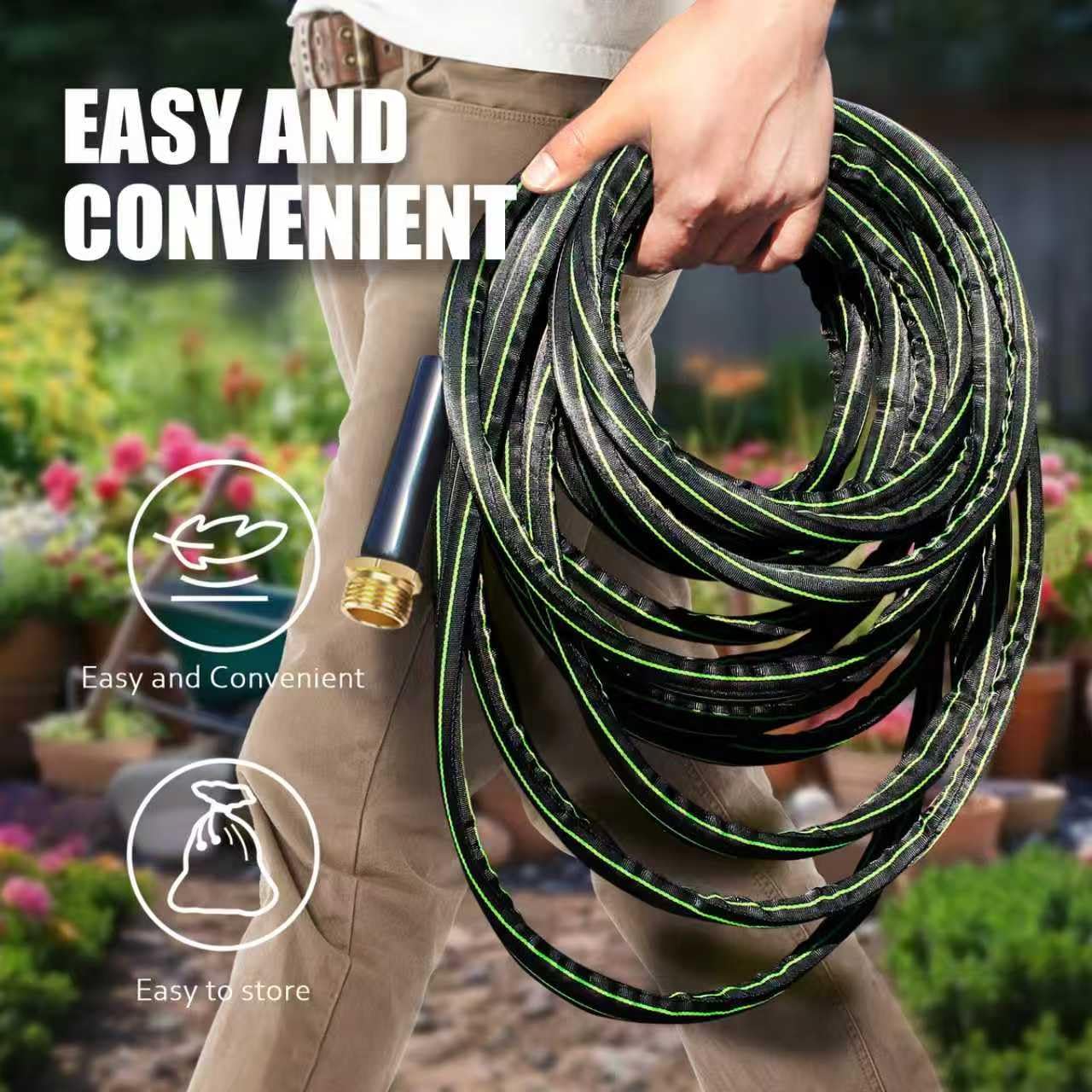 Torioweg Garden Hose 50FT – Lightweight Water Hose 3/4”, Flexible Hose with 10 Sprayer, Burst-Resistant, Anti-Kink for Outdoor Use, Watering(Green)