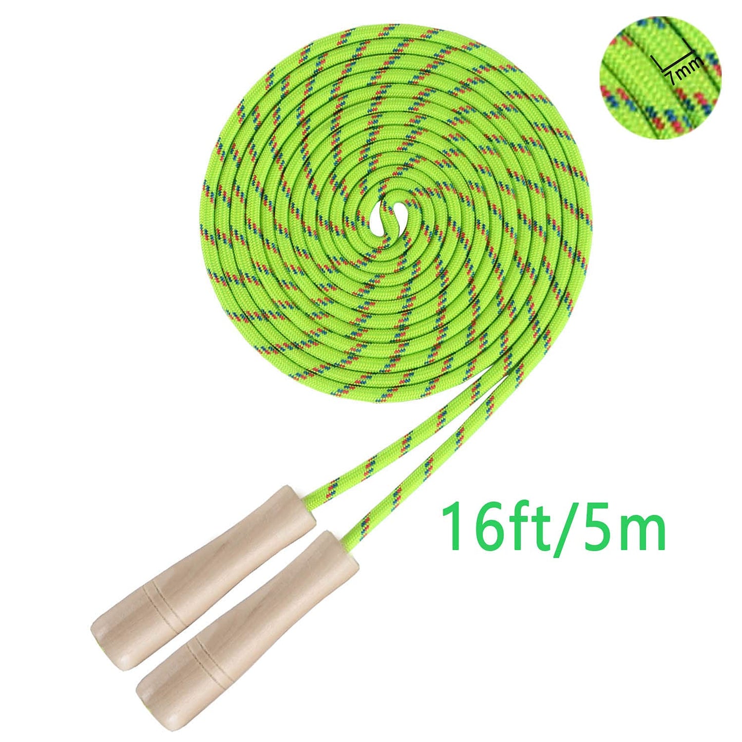 Double Dutch Jump Rope 16 ft 2 Pack, Adjustable Long Skipping Rope with Wooden Handle, Multiplayer Team Jumping Rope for Kids Adults, Long Enough for 5-6 Jumpers