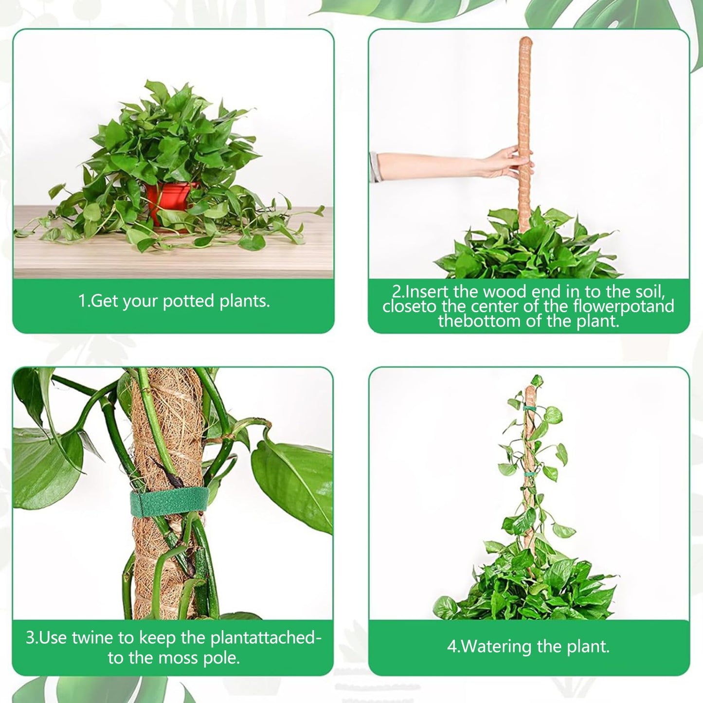 3 Pack Moss Pole,31 Inch Monstera Plant Support,Bendable Plant Trellis Moss Pole for Plants Monstera,Moss Poles for Climbing Plants Indoor,Coir Plant Pole Sticks Support Stakes (3pcs)