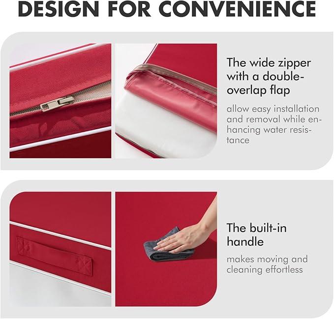 MIULEE Red Outdoor Seat Cushion 22x22 Inch Waterproof & 3 Year Fade Resistant
