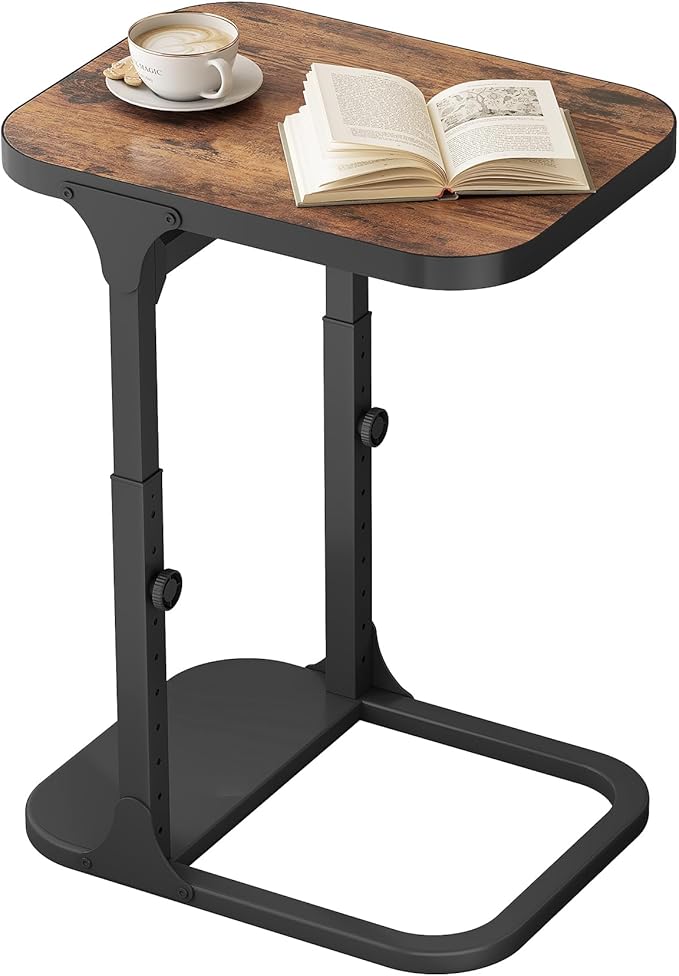 Kitstorack Ultra Stable & Durable End Table, Ajustable Height C Shaped Side