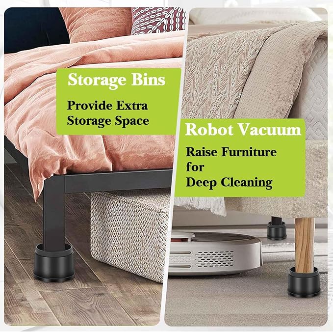 4 Pack Furniture Risers 1 Inch, Adjustable Bed Risers Heavy Duty