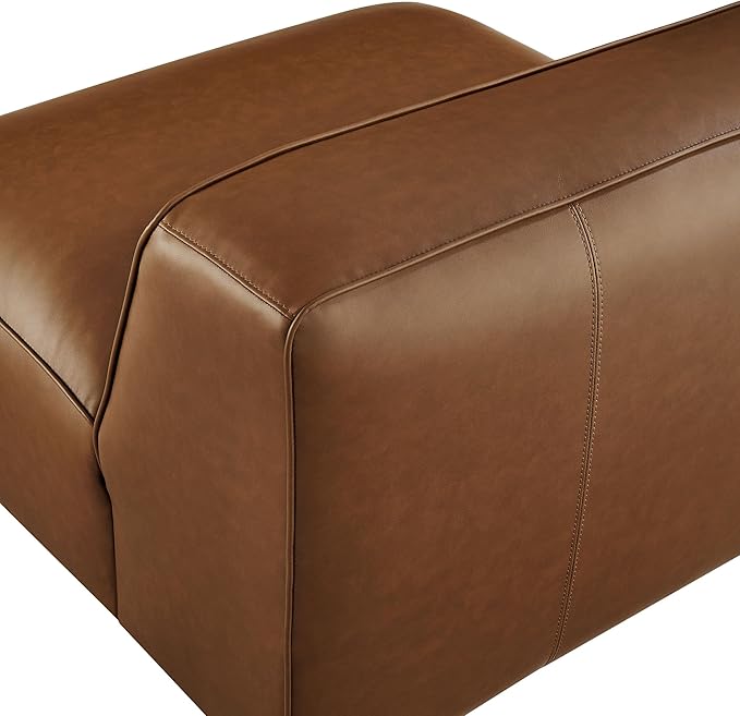 Modway Auren Vegan Leather Modular Armless Chair in Coffee